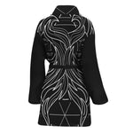 Black And White Gemini Sign Print Women's Bathrobe