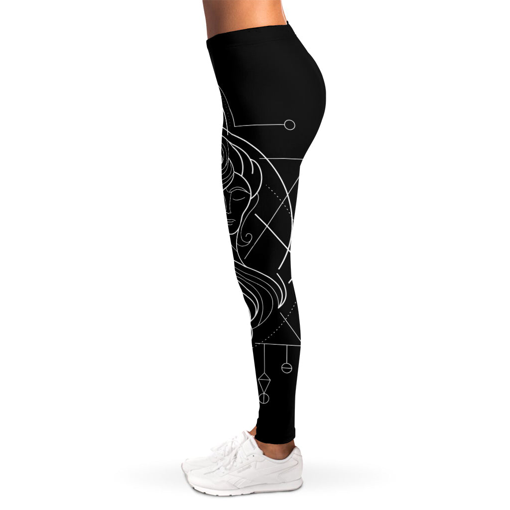 Black And White Gemini Sign Print Women's Leggings