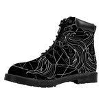 Black And White Gemini Sign Print Work Boots
