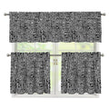 Black And White Geometric African Print 3 Piece Kitchen Curtains