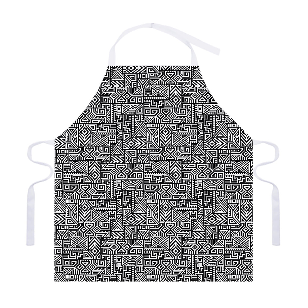 Black And White Geometric African Print Adjustable Apron