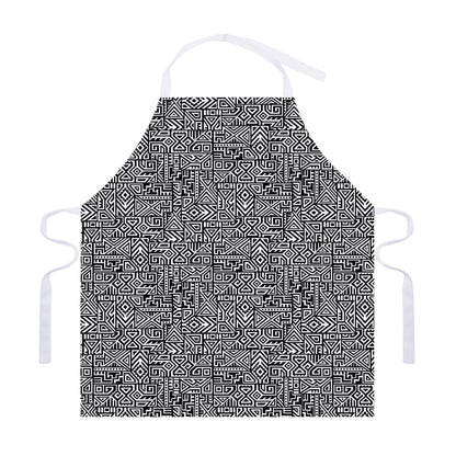 Black And White Geometric African Print Adjustable Apron