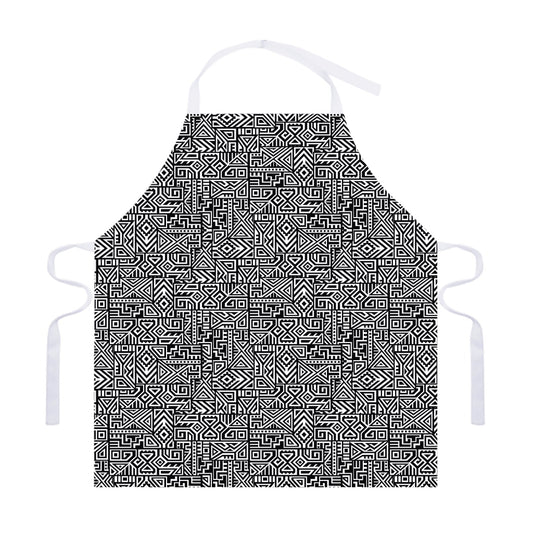 Black And White Geometric African Print Adjustable Apron