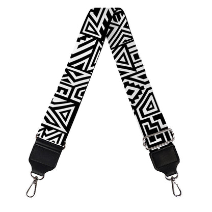 Black And White Geometric African Print Bag Strap