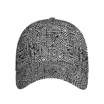 Black And White Geometric African Print Baseball Cap