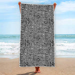 Black And White Geometric African Print Beach Towel
