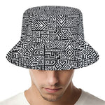 Black And White Geometric African Print Bucket Hat