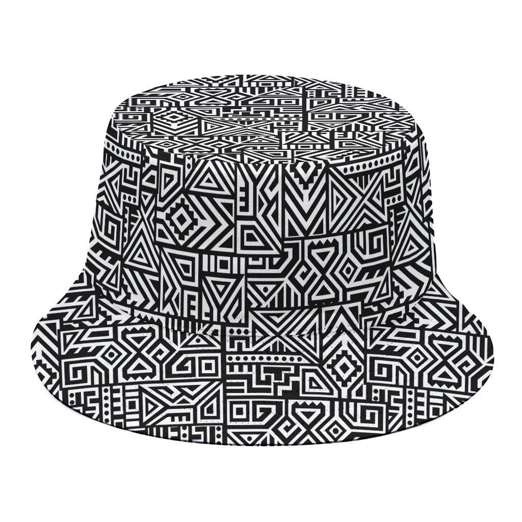 Black And White Geometric African Print Bucket Hat