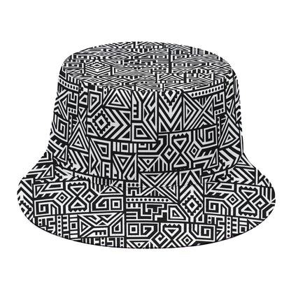 Black And White Geometric African Print Bucket Hat