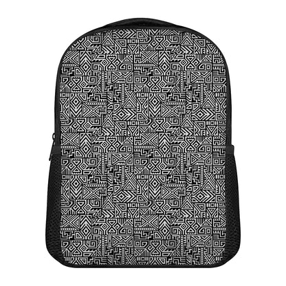 Black And White Geometric African Print Casual Backpack