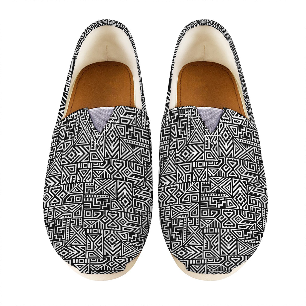Black And White Geometric African Print Casual Shoes