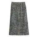Black And White Geometric African Print Cotton Front Slit Maxi Skirt