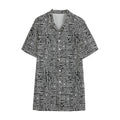 Black And White Geometric African Print Cotton Hawaiian Shirt
