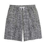 Black And White Geometric African Print Cotton Shorts