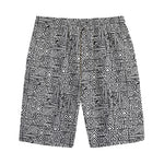 Black And White Geometric African Print Cotton Shorts