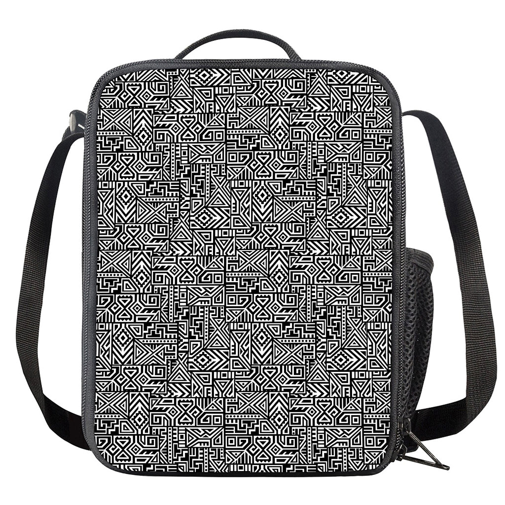 Black And White Geometric African Print Crossbody Lunch Bag