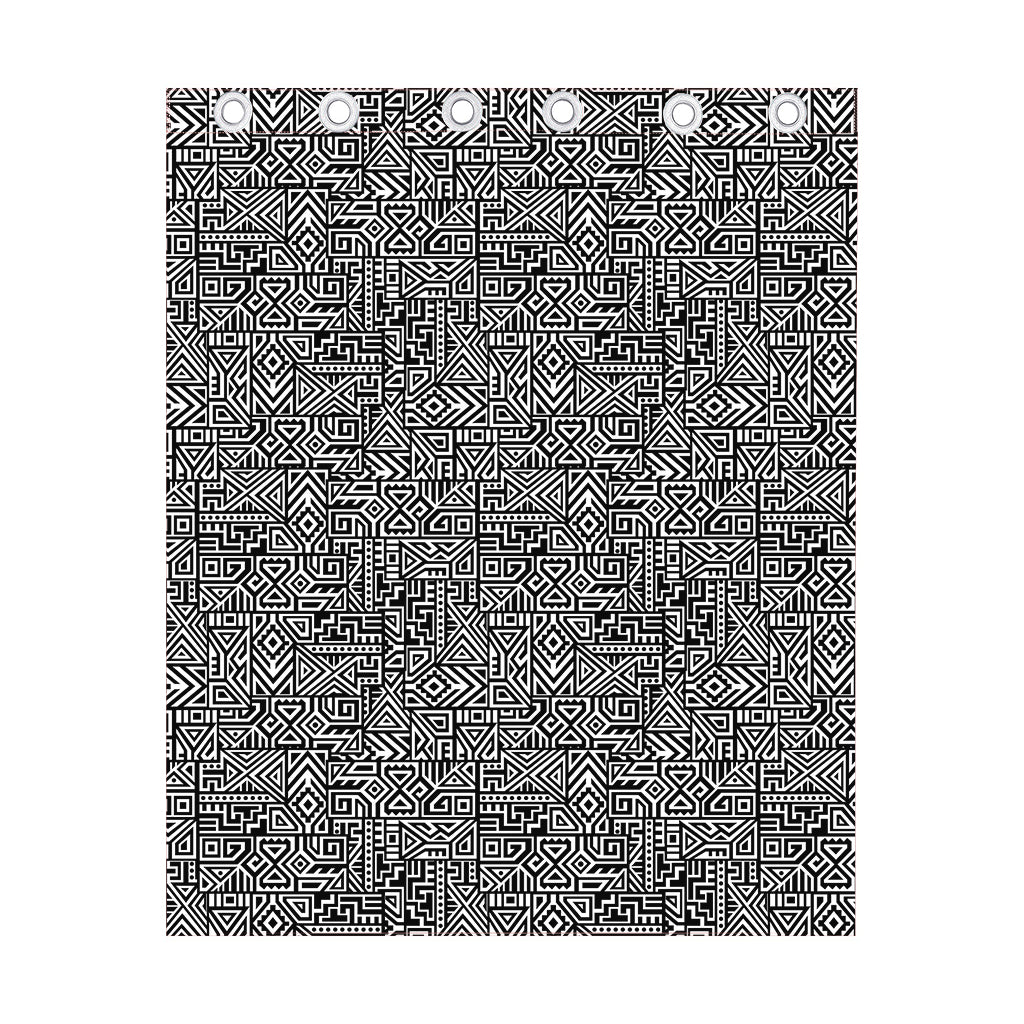 Black And White Geometric African Print Curtain