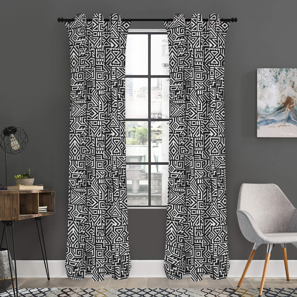 Black And White Geometric African Print Curtain