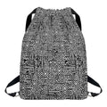 Black And White Geometric African Print Drawstring Backpack