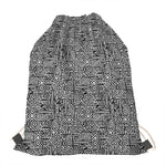 Black And White Geometric African Print Drawstring Bag