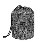 Black And White Geometric African Print Drawstring Makeup Bag
