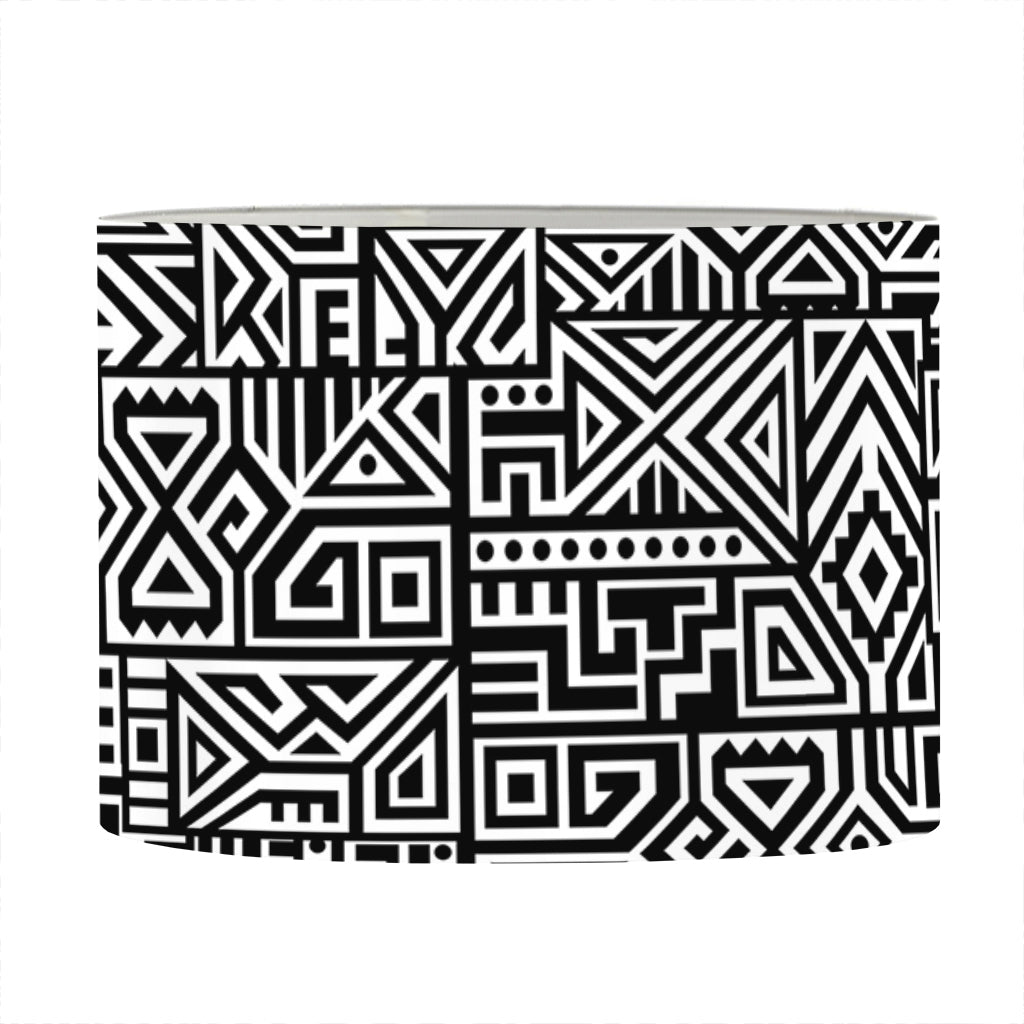 Black And White Geometric African Print Drum Lamp Shade