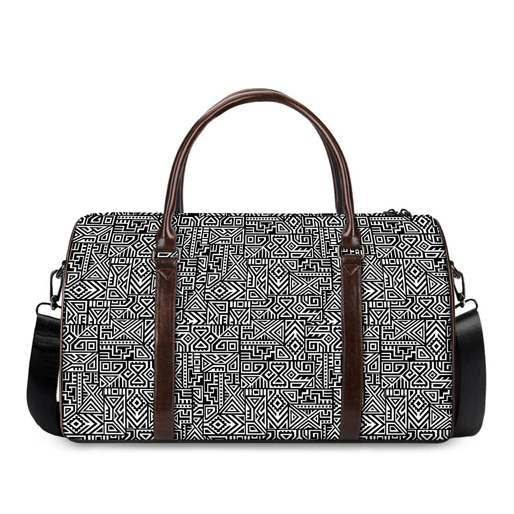 Black And White Geometric African Print Duffle Bag