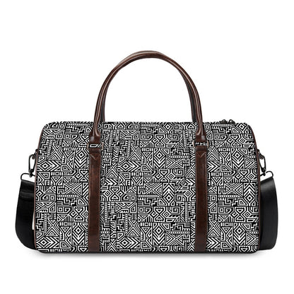 Black And White Geometric African Print Duffle Bag