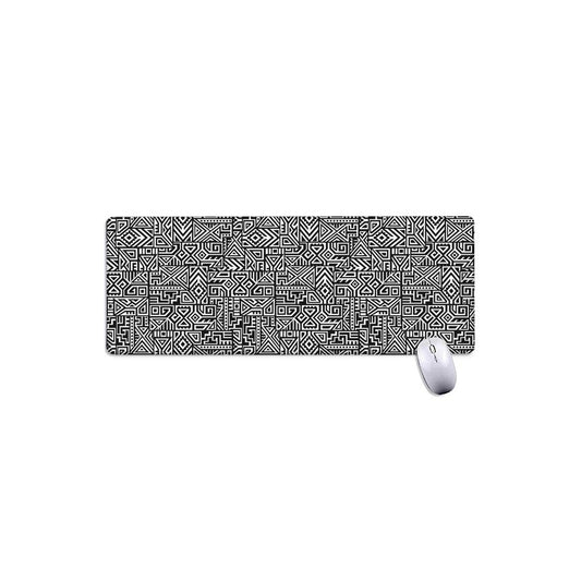 Black And White Geometric African Print Extended Mouse Pad