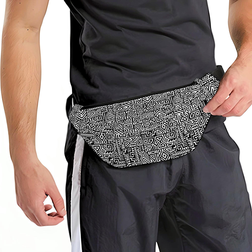 Black And White Geometric African Print Fanny Pack