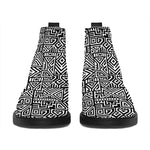 Black And White Geometric African Print Flat Ankle Boots