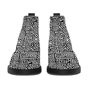 Black And White Geometric African Print Flat Ankle Boots