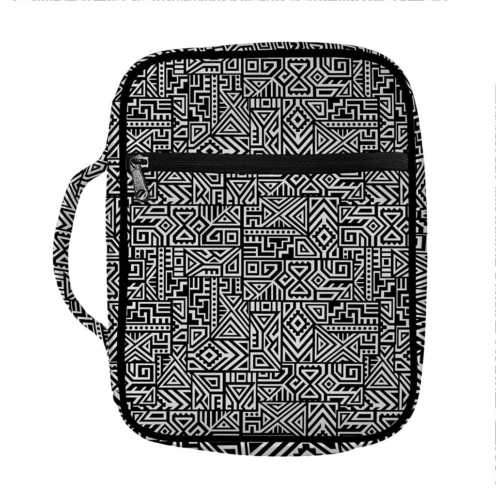 Black And White Geometric African Print Front Pocket Bible Bag