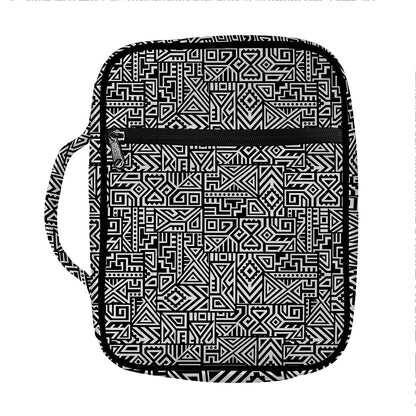 Black And White Geometric African Print Front Pocket Bible Bag