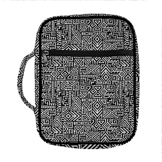 Black And White Geometric African Print Front Pocket Bible Bag