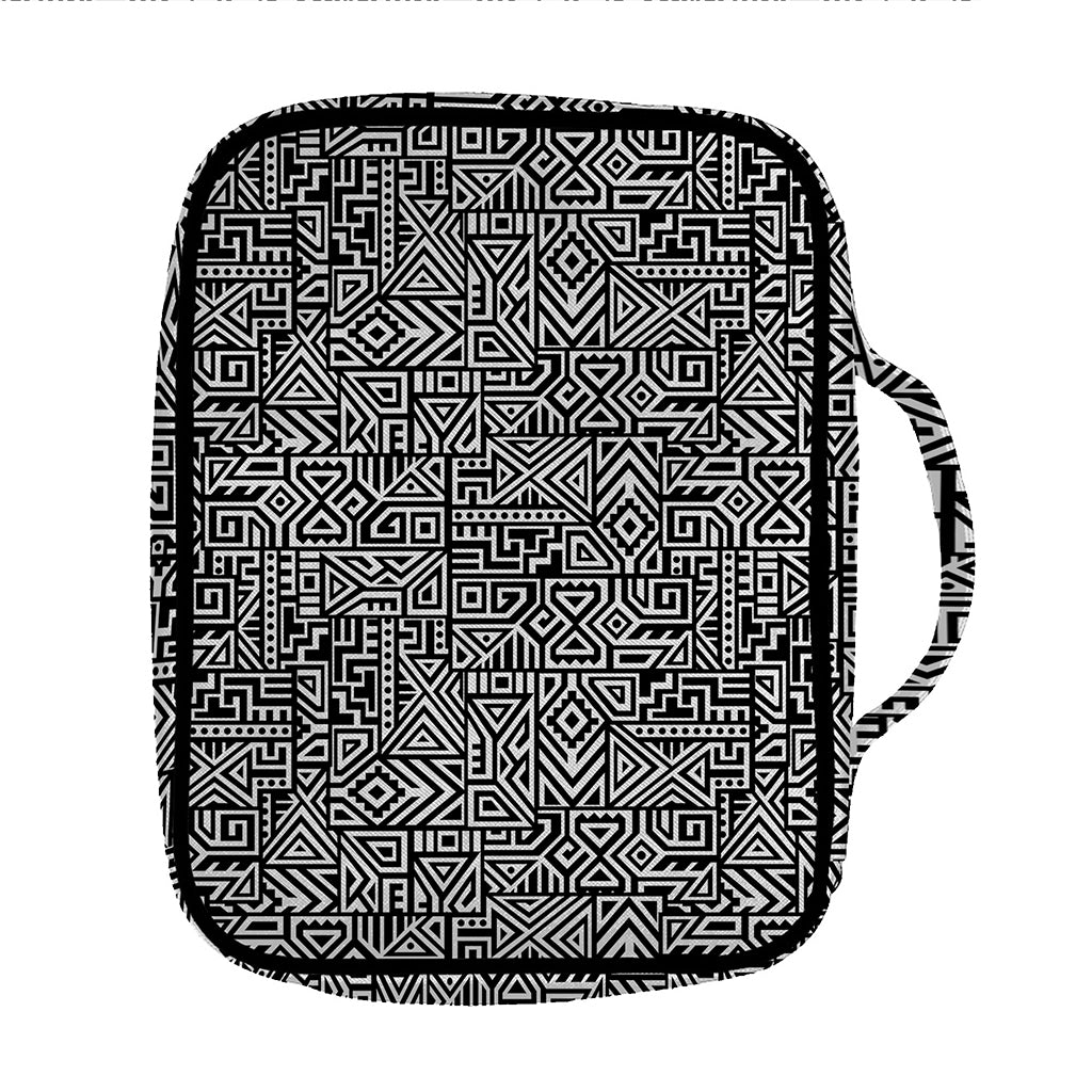 Black And White Geometric African Print Front Pocket Bible Bag