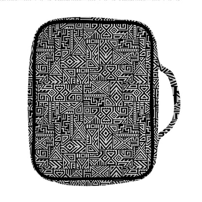 Black And White Geometric African Print Front Pocket Bible Bag