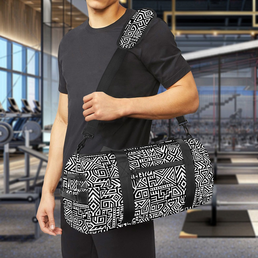 Black And White Geometric African Print Gym Bag