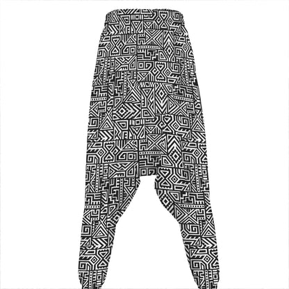 Black And White Geometric African Print Hammer Pants