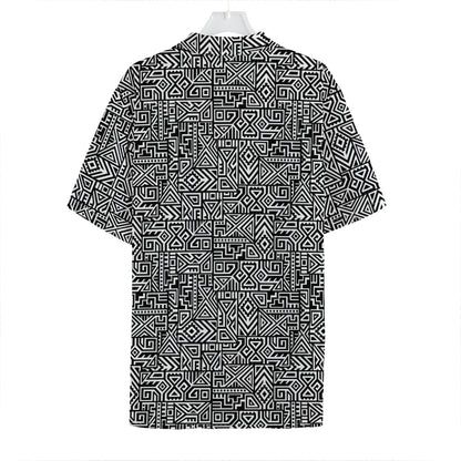 Black And White Geometric African Print Hawaiian Shirt