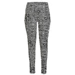 Black And White Geometric African Print High-Waisted Pocket Leggings