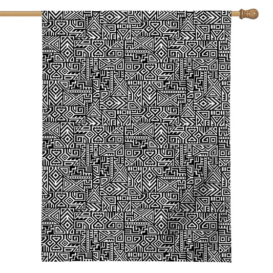 Black And White Geometric African Print House Flag
