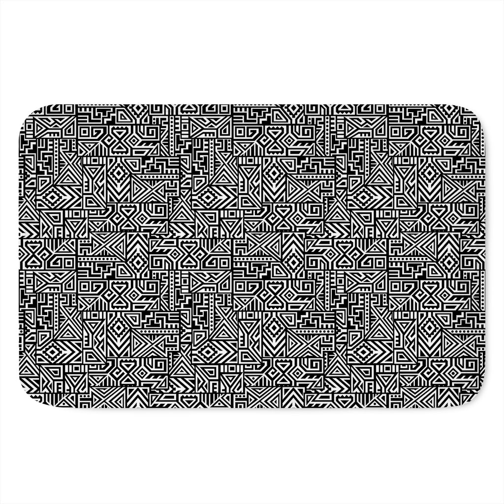 Black And White Geometric African Print Indoor Door Mat