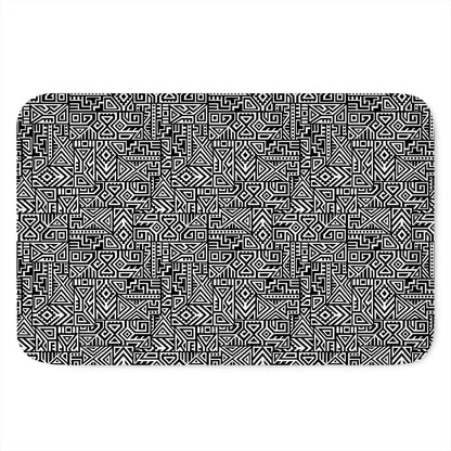 Black And White Geometric African Print Indoor Door Mat