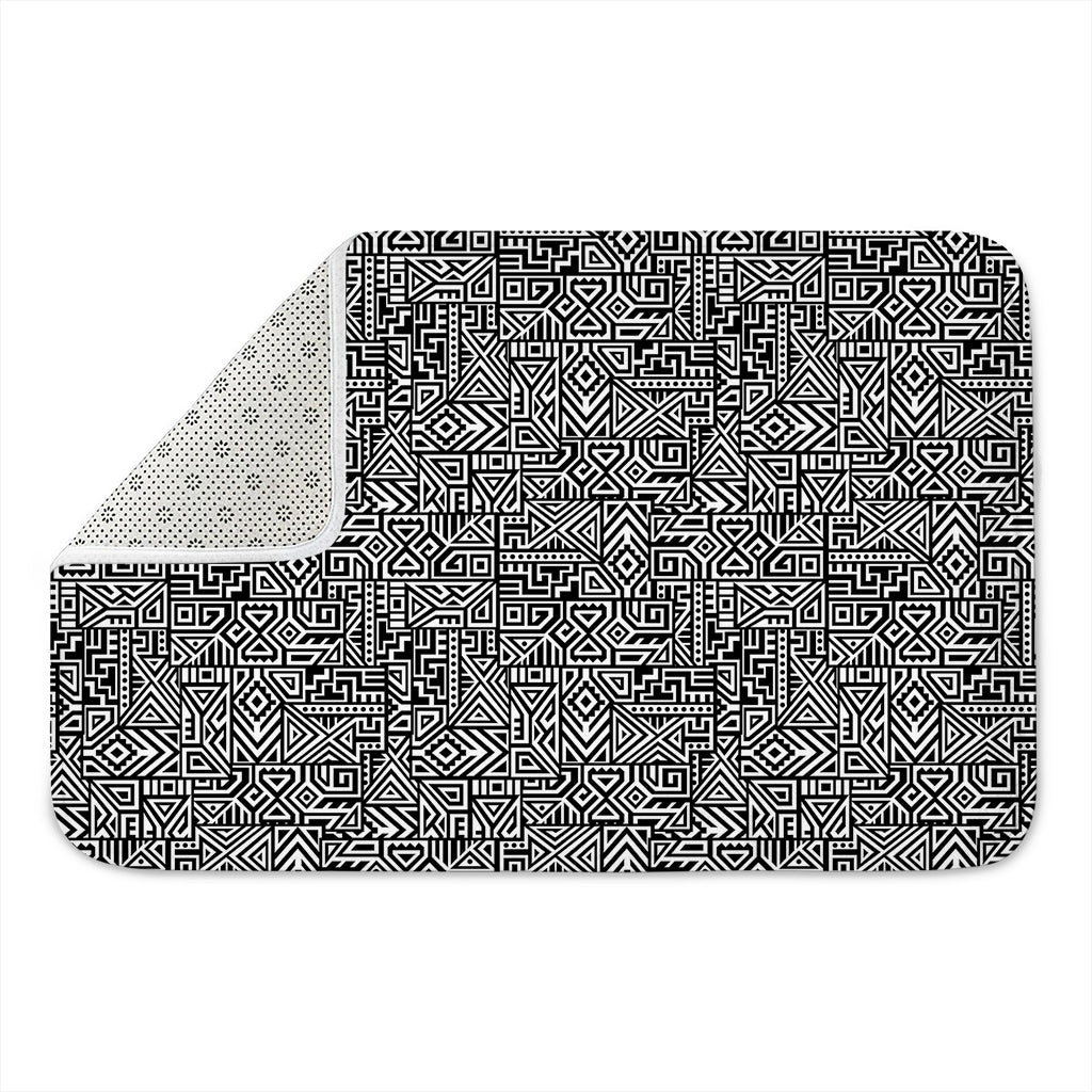 Black And White Geometric African Print Indoor Door Mat