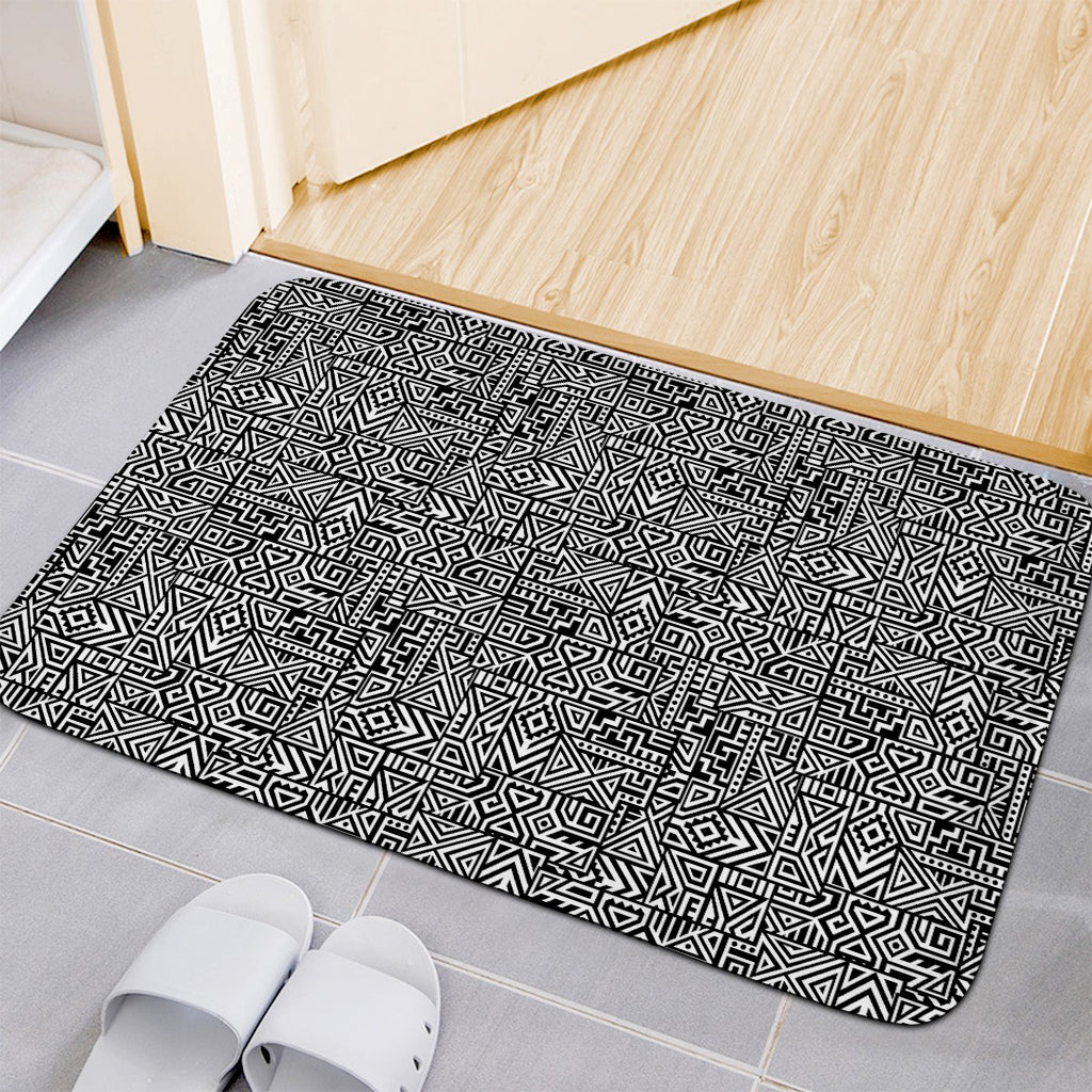 Black And White Geometric African Print Indoor Door Mat