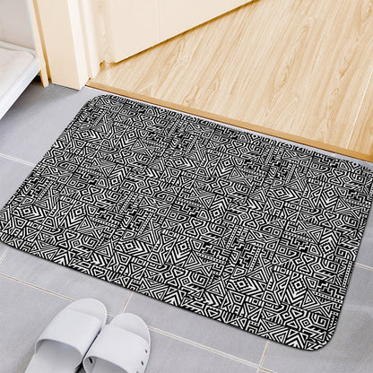 Black And White Geometric African Print Indoor Door Mat
