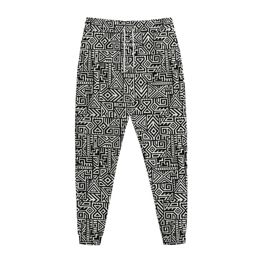 Black And White Geometric African Print Jogger Pants