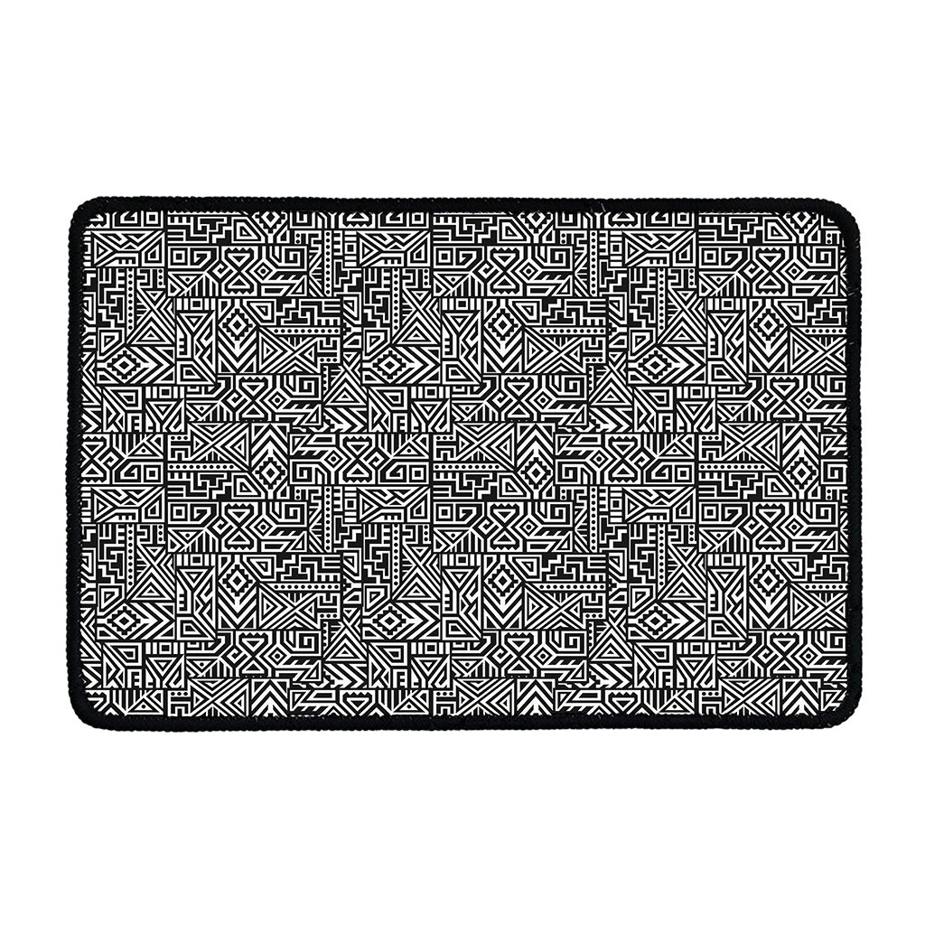 Black And White Geometric African Print Kitchen Mat