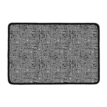 Black And White Geometric African Print Kitchen Mat